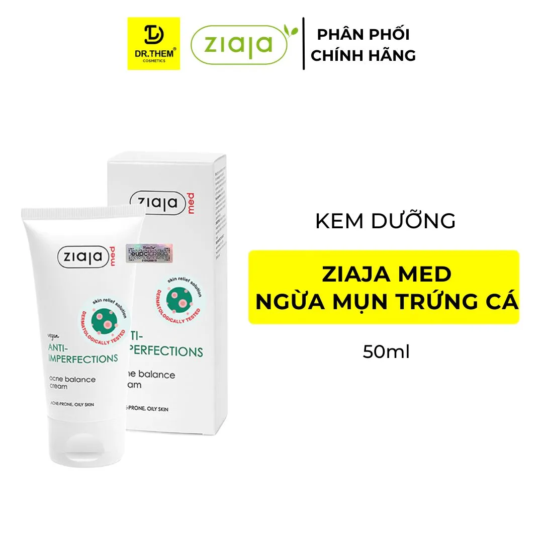 Kem Dưỡng Ziaja Med Anti-Imperfections Acne Balance Cream Hỗ Trợ Giảm Mụn Kiềm Dầu Cấp Ẩm Cho Da Mụn 50ml 2