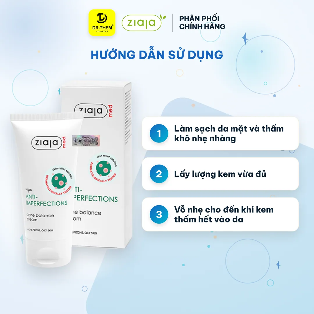 Kem Dưỡng Ziaja Med Anti-Imperfections Acne Balance Cream Hỗ Trợ Giảm Mụn Kiềm Dầu Cấp Ẩm Cho Da Mụn 50ml 7
