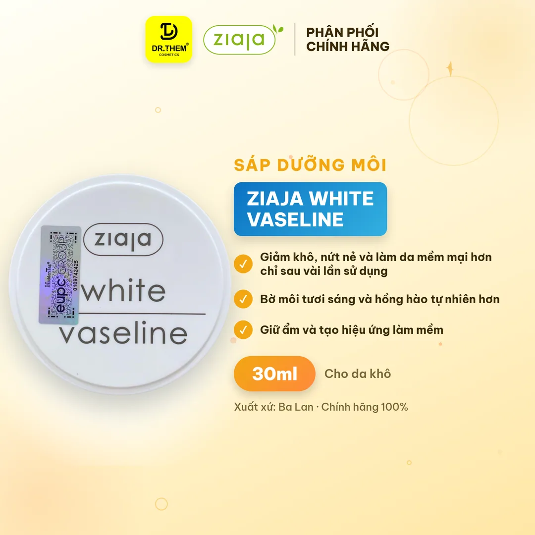 Sáp Dưỡng Môi Ziaja White Vaseline Dưỡng Ẩm Làm Mềm Giảm Khô Nứt Nẻ Cho Môi Và Vùng Da Khô 30ml