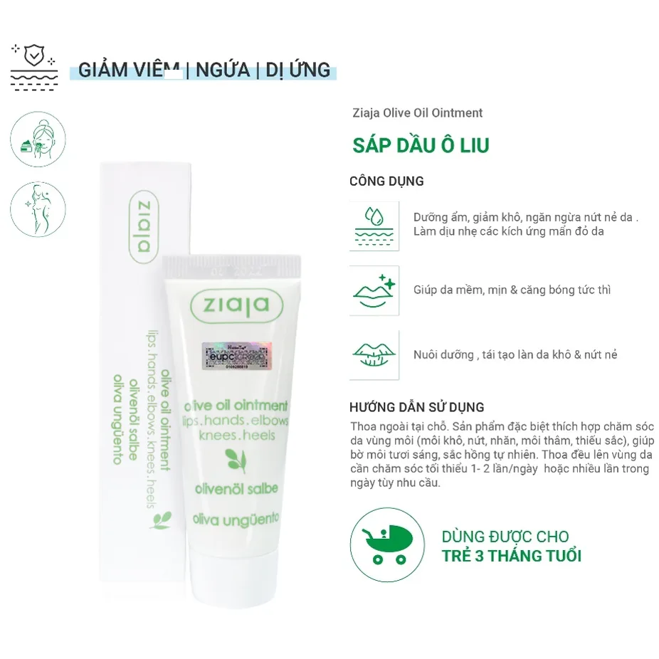 Sáp Dưỡng Môi Ziaja Olive Oil Ointment Dầu Ô Liu Dưỡng Ẩm Làm Mềm Môi Khô Nứt Nẻ Cho Mọi Loại Da 20ml 4