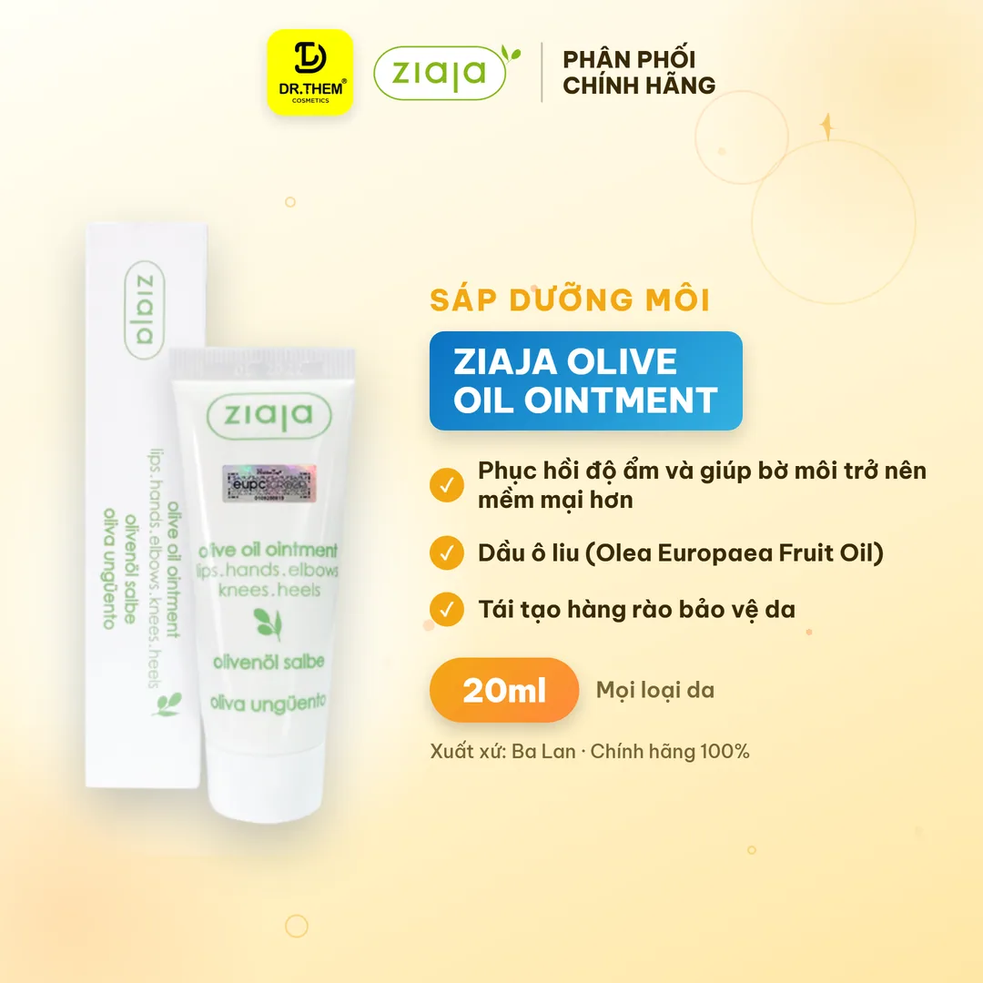 Sáp Dưỡng Môi Ziaja Olive Oil Ointment Dầu Ô Liu Dưỡng Ẩm Làm Mềm Môi Khô Nứt Nẻ Cho Mọi Loại Da 20ml