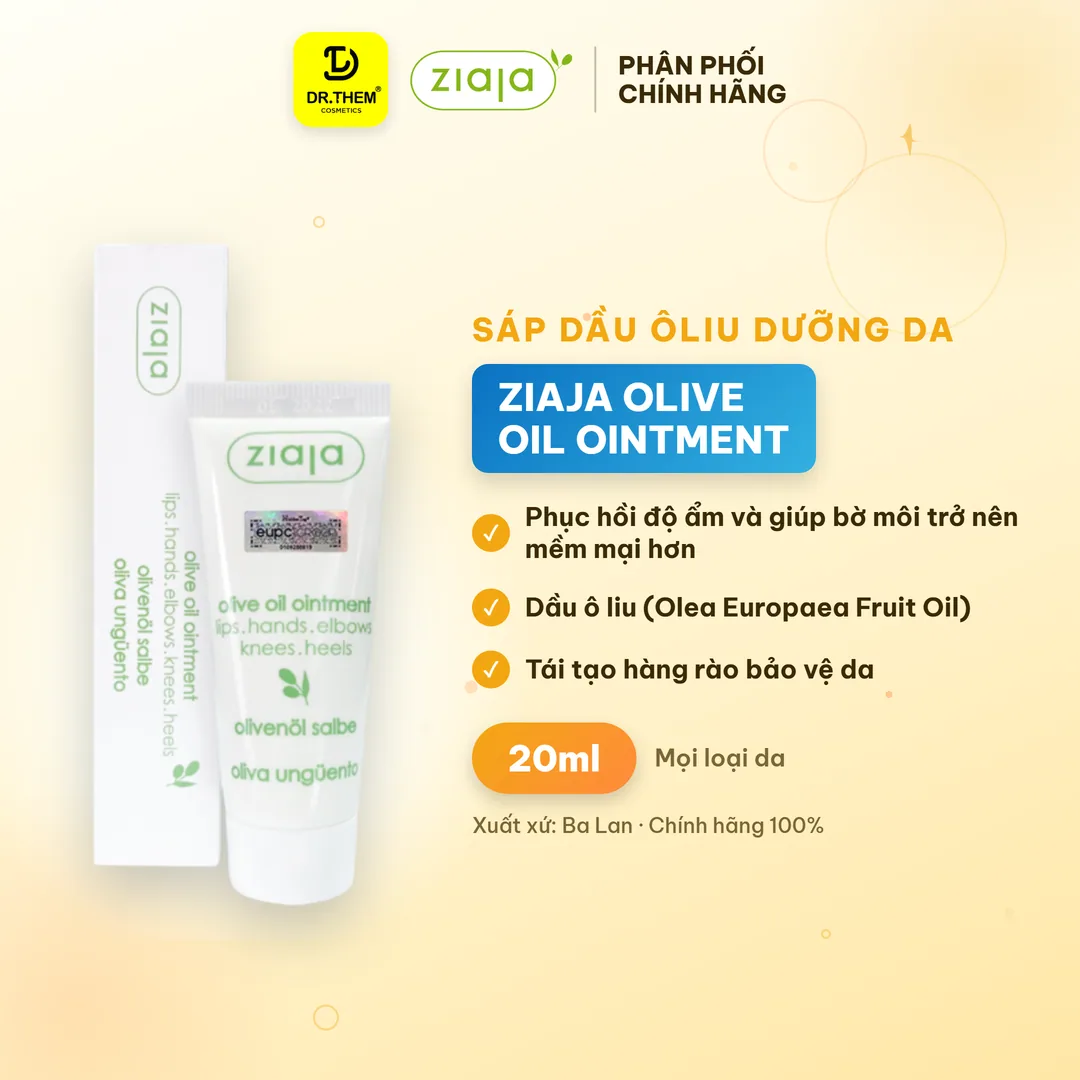 Sáp Dưỡng Môi Ziaja Olive Oil Ointment Dầu Ô Liu Dưỡng Ẩm Làm Mềm Môi Khô Nứt Nẻ Cho Mọi Loại Da 20ml