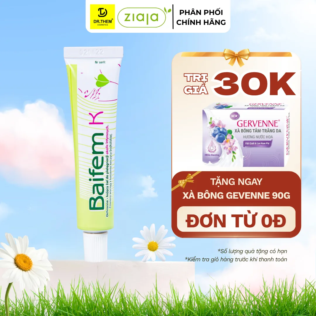 Gel Bôi Da Baifem K Chiết Xuất Hoàng Cầm Làm Dịu Da Bảo Vệ Da Giảm Kích Ứng Mẩn Đỏ Cho Da Nhạy Cảm 15g