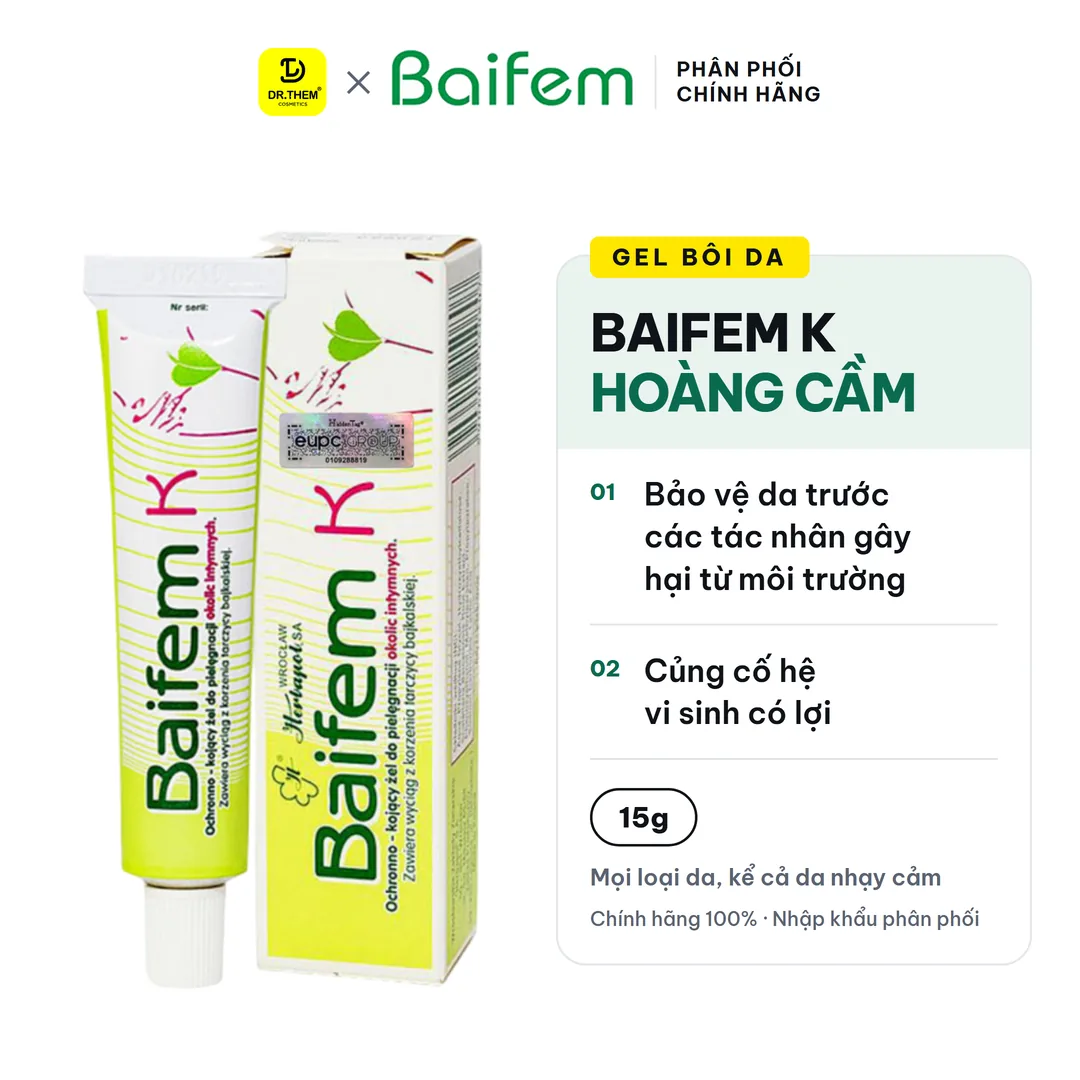 Gel Bôi Da Baifem K Chiết Xuất Hoàng Cầm Làm Dịu Da Bảo Vệ Da Giảm Kích Ứng Mẩn Đỏ Cho Da Nhạy Cảm 15g 2