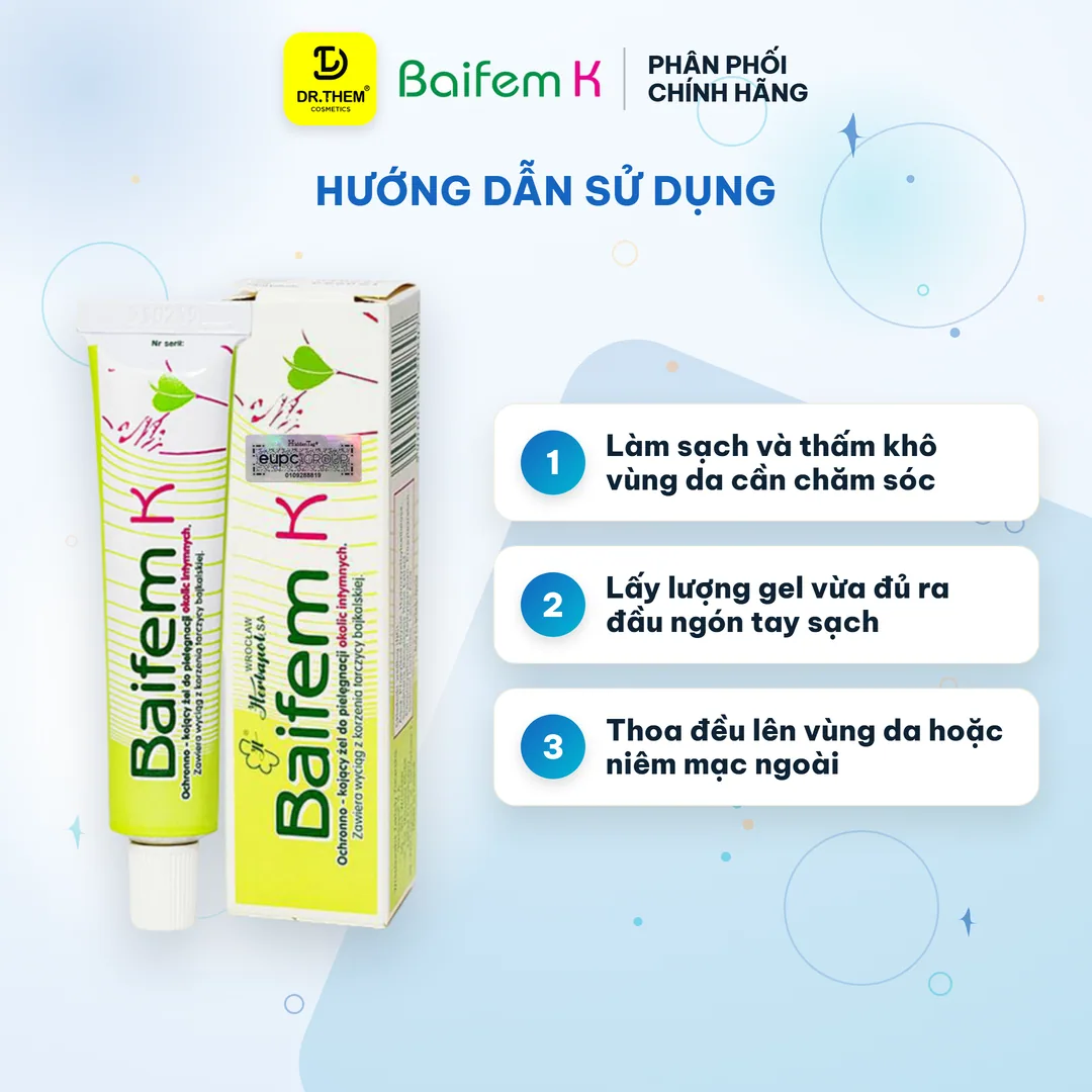 Gel Bôi Da Baifem K Chiết Xuất Hoàng Cầm Làm Dịu Da Bảo Vệ Da Giảm Kích Ứng Mẩn Đỏ Cho Da Nhạy Cảm 15g 6
