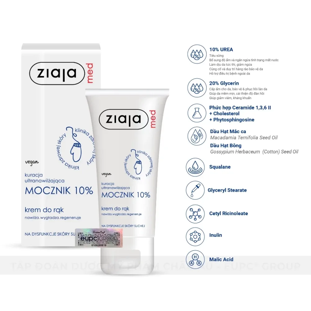 Kem Dưỡng Ziaja Med Mocznik 10% Urê Làm Mềm Da Cấp Ẩm Sâu Giảm Khô Bong Tróc Cho Da Khô Sần Sùi 100ml 4