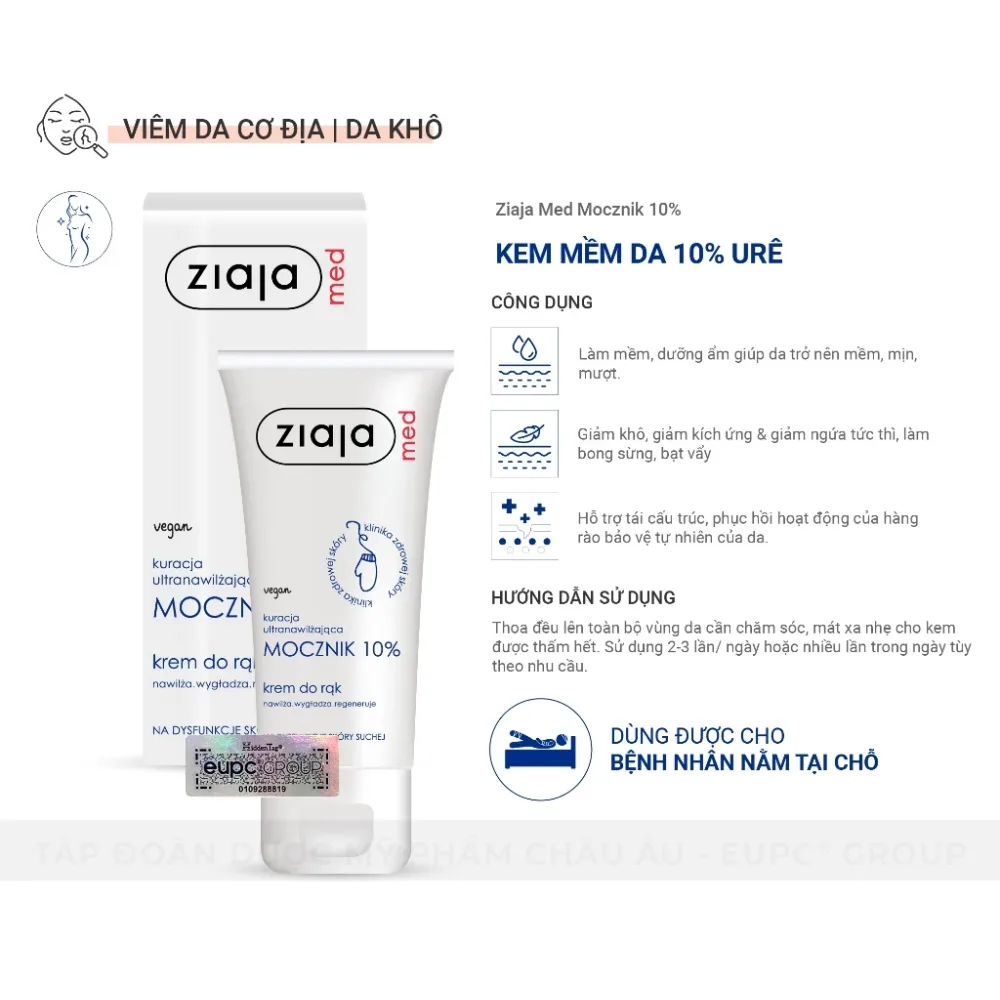 Kem Dưỡng Ziaja Med Mocznik 10% Urê Làm Mềm Da Cấp Ẩm Sâu Giảm Khô Bong Tróc Cho Da Khô Sần Sùi 100ml 5