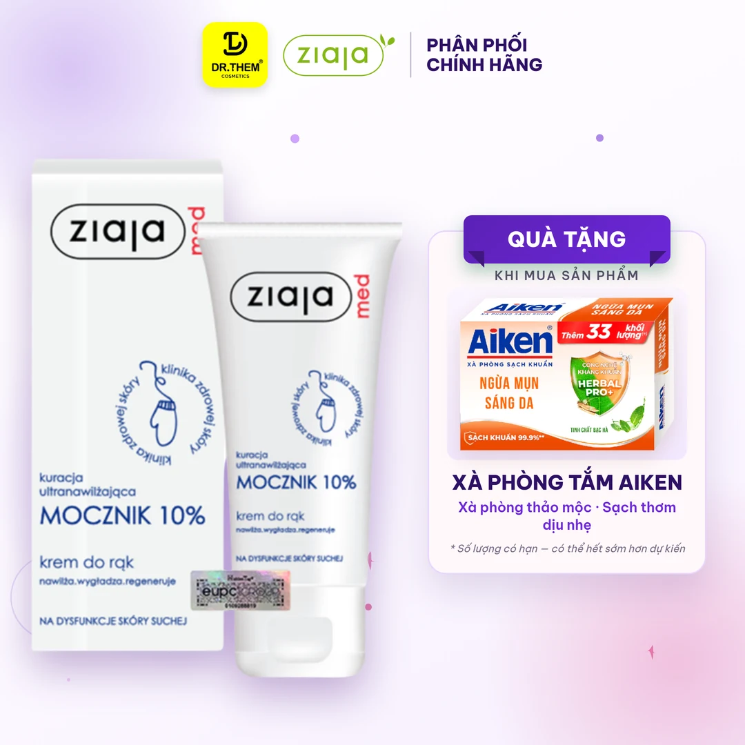 Kem Dưỡng Ziaja Med Mocznik 10% Urê Làm Mềm Da Cấp Ẩm Sâu Giảm Khô Bong Tróc Cho Da Khô Sần Sùi 100ml