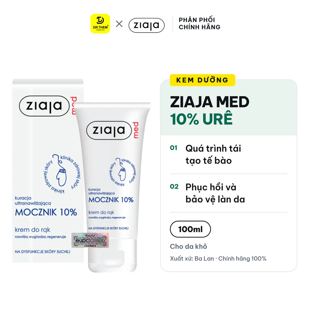 Kem Dưỡng Ziaja Med Mocznik 10% Urê Làm Mềm Da Cấp Ẩm Sâu Giảm Khô Bong Tróc Cho Da Khô Sần Sùi 100ml – ảnh sản phẩm