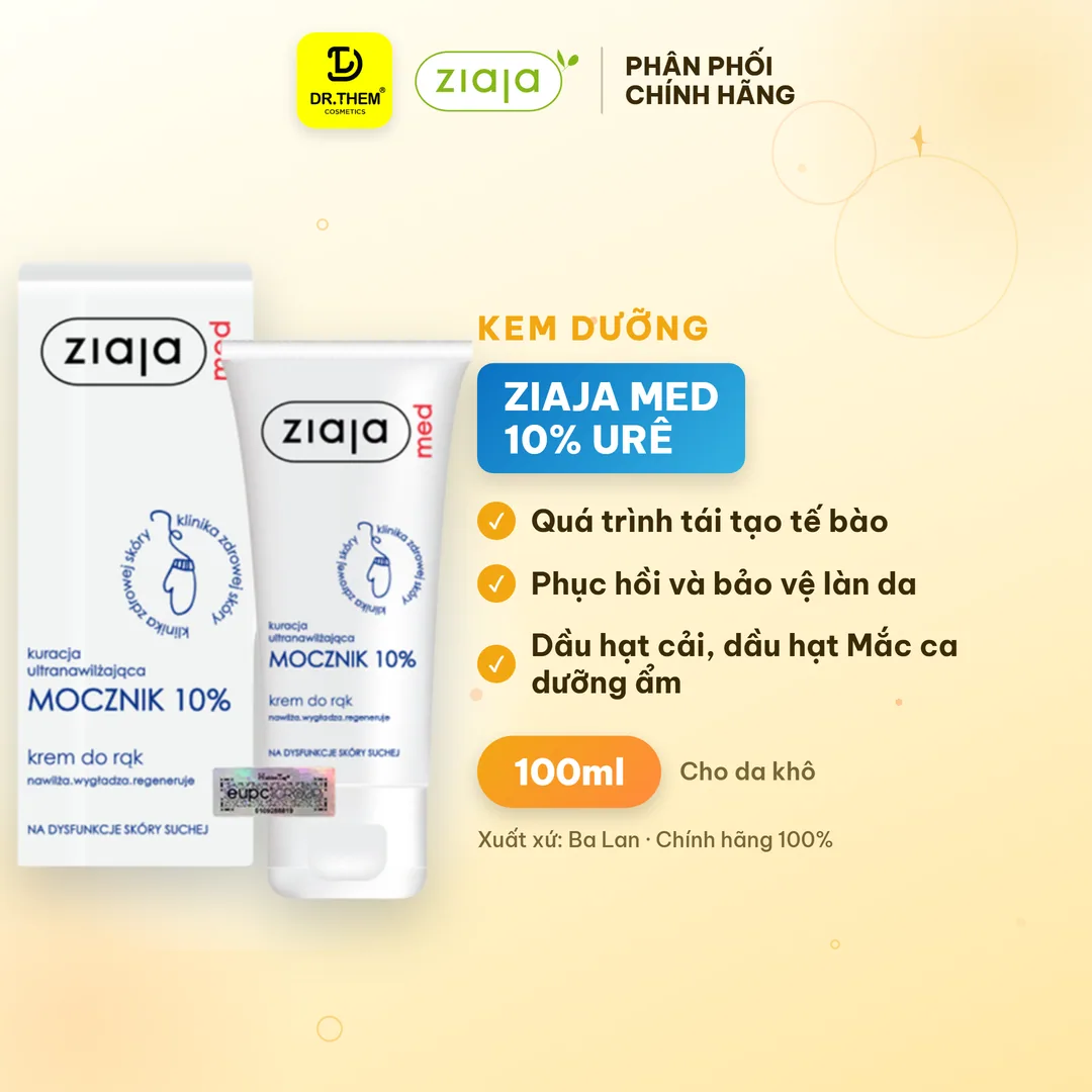 Kem Dưỡng Ziaja Med Mocznik 10% Urê Làm Mềm Da Cấp Ẩm Sâu Giảm Khô Bong Tróc Cho Da Khô Sần Sùi 100ml