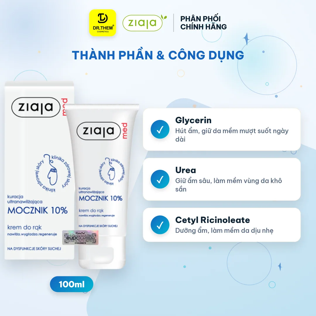 Kem Dưỡng Ziaja Med Mocznik 10% Urê Làm Mềm Da Cấp Ẩm Sâu Giảm Khô Bong Tróc Cho Da Khô Sần Sùi 100ml 4
