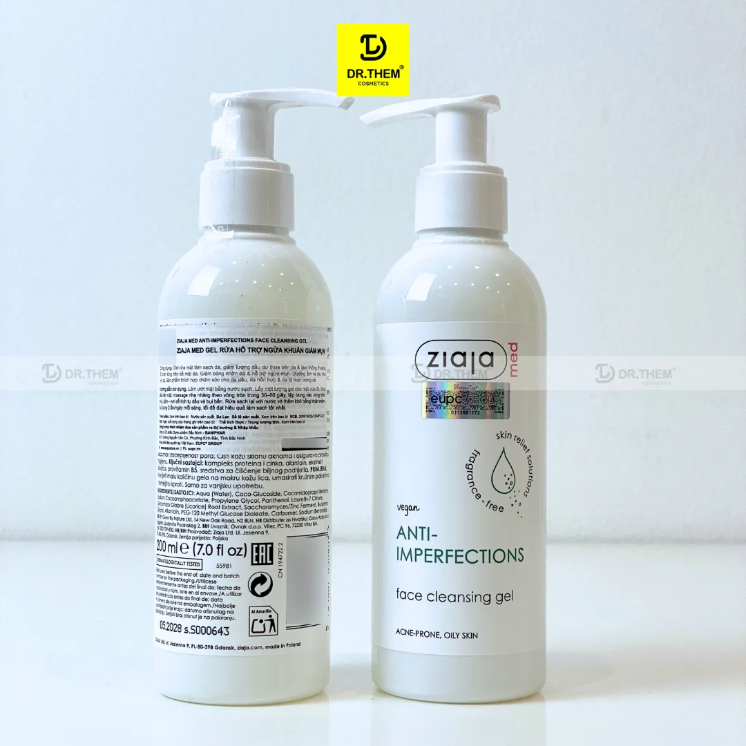 Sữa Rửa Mặt Ziaja Med Anti-Imperfections Cleansing Gel Hỗ Trợ Giảm Mụn Ngừa Khuẩn Kiềm Dầu Cho Da Dầu Mụn 200ml 7