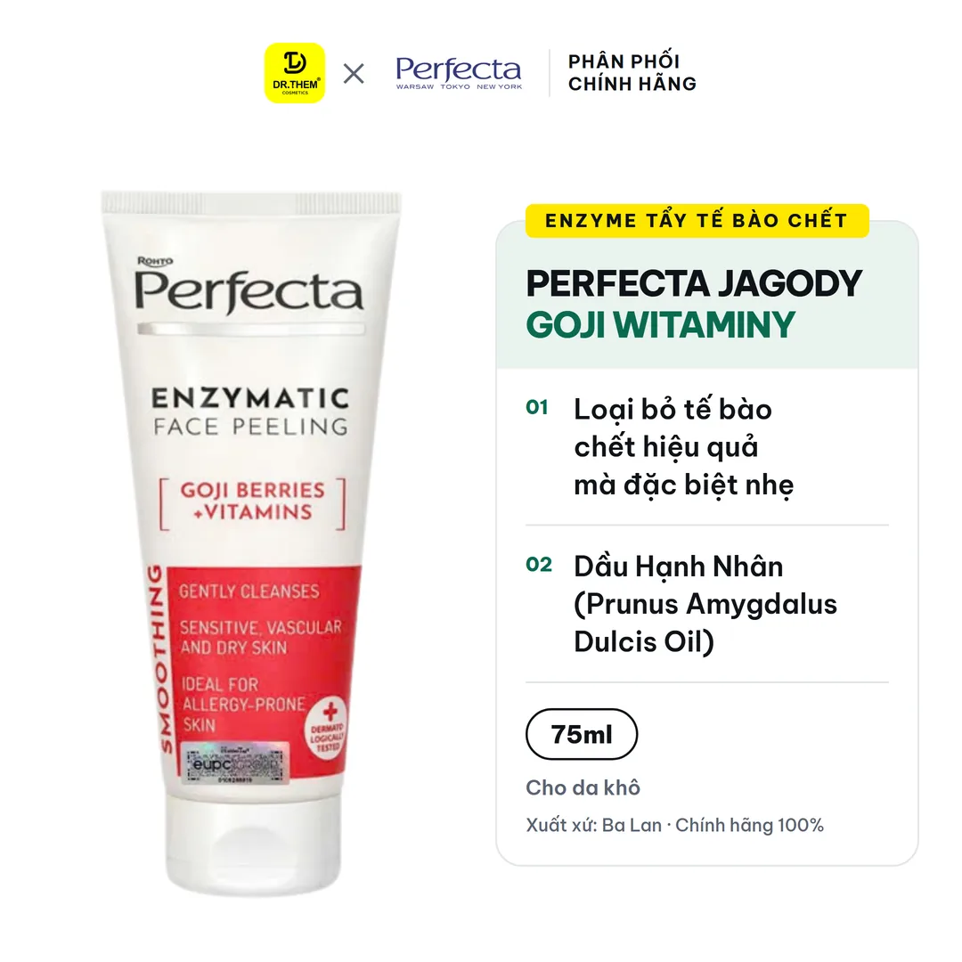 Enzyme Tẩy Tế Bào Chết Perfecta Jagody Goji Witaminy Peeling Enzymatyczny Kỷ Tử Dịu Nhẹ Cho Da Khô Nhạy Cảm 75ml – ảnh sản phẩm