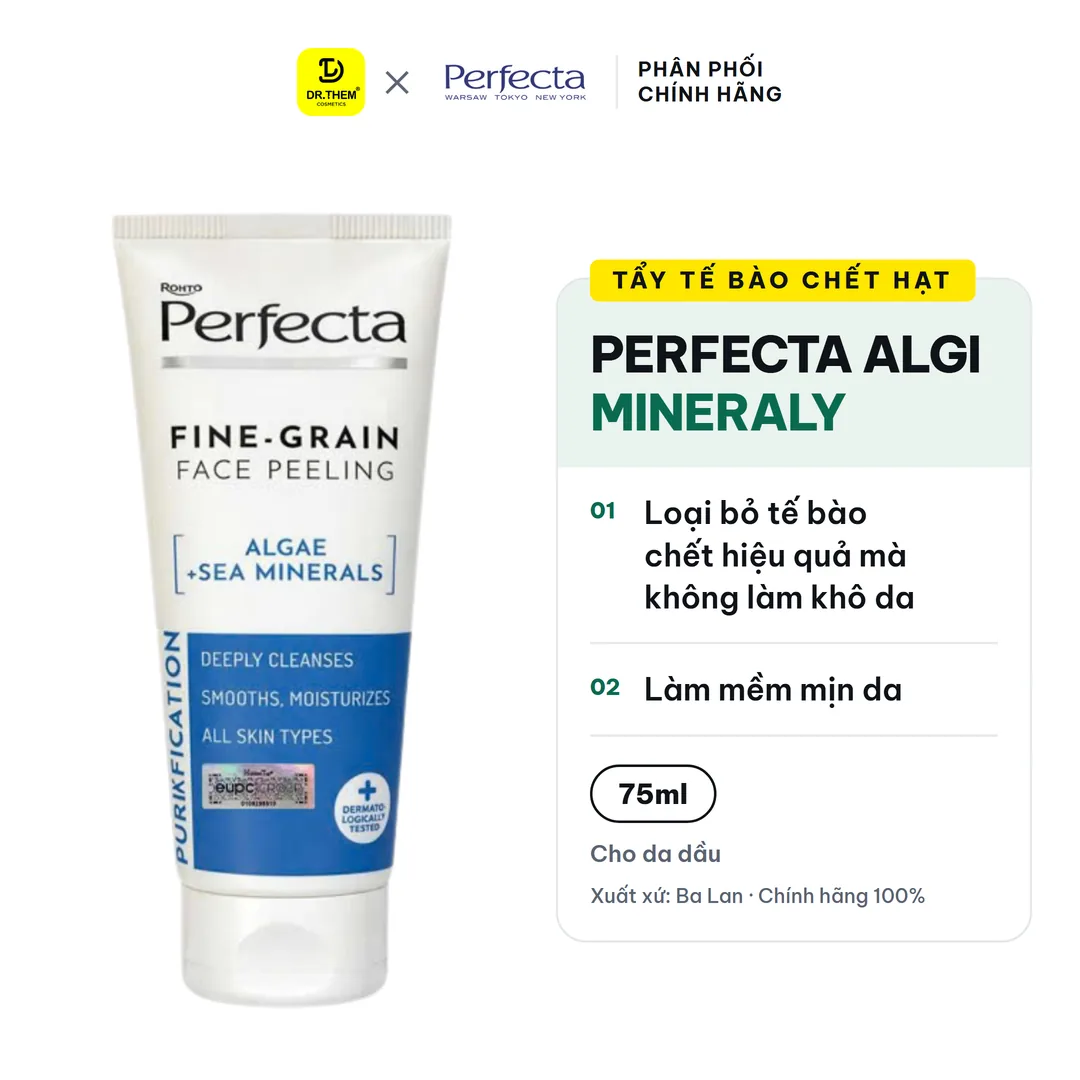 Tẩy Tế Bào Chết Hạt Siêu Mịn Perfecta Algi Mineraly Morskie Peeling Drobnoziarnisty Tảo Biển Cho Da Dầu Hỗn Hợp 75ml – ảnh sản phẩm