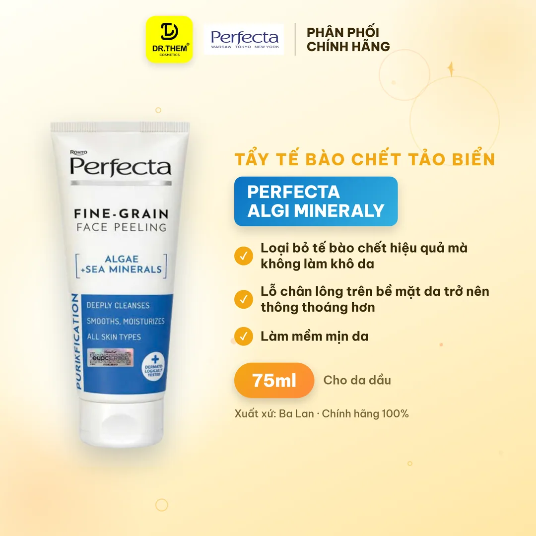 Tẩy Tế Bào Chết Hạt Siêu Mịn Perfecta Algi Mineraly Morskie Peeling Drobnoziarnisty Tảo Biển Cho Da Dầu Hỗn Hợp 75ml
