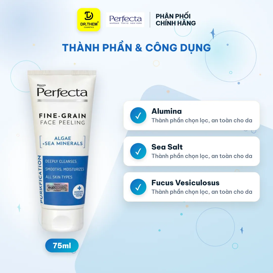 Tẩy Tế Bào Chết Hạt Siêu Mịn Perfecta Algi Mineraly Morskie Peeling Drobnoziarnisty Tảo Biển Cho Da Dầu Hỗn Hợp 75ml 4