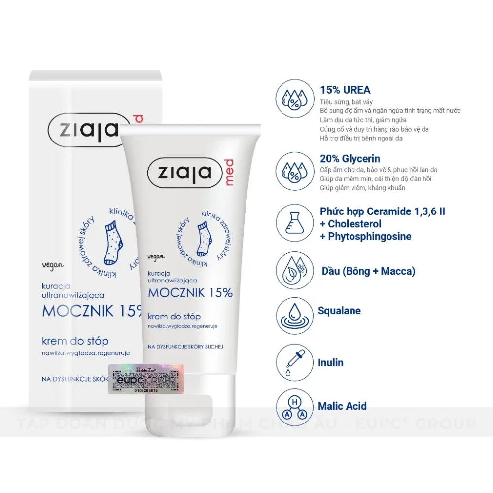 Kem Dưỡng Ziaja Med Mocznik 15% Urê Làm Mềm Da Dưỡng Ẩm Chuyên Sâu Giảm Khô Nứt Nẻ Cho Da Rất Khô 100ml 6