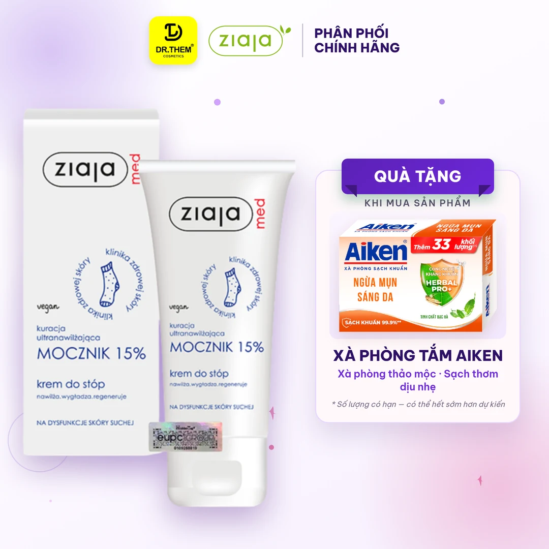 Kem Dưỡng Ziaja Med Mocznik 15% Urê Làm Mềm Da Dưỡng Ẩm Chuyên Sâu Giảm Khô Nứt Nẻ Cho Da Rất Khô 100ml