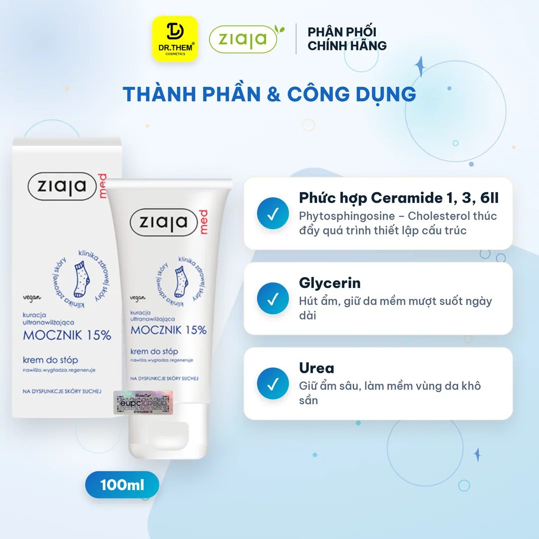 Kem Dưỡng Ziaja Med Mocznik 15% Urê Làm Mềm Da Dưỡng Ẩm Chuyên Sâu Giảm Khô Nứt Nẻ Cho Da Rất Khô 100ml 4