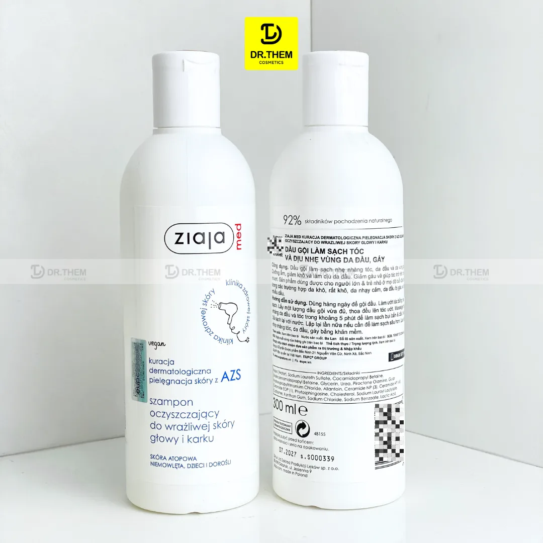 Dầu Gội Ziaja Med Atopic Dermatitis Cleansing Shampoo Làm Sạch Tóc Dịu Nhẹ Da Đầu Giảm Gàu Ngứa 300ml 4