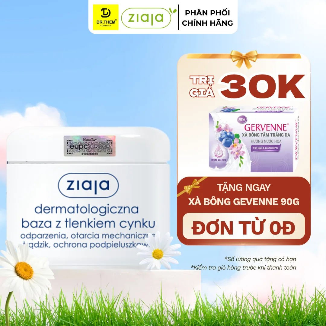 Kem Kẽm Oxit Ziaja Dermatological Base With Zinc Oxide Tạo Màng Bảo Vệ Làm Dịu Da Kích Ứng 80g