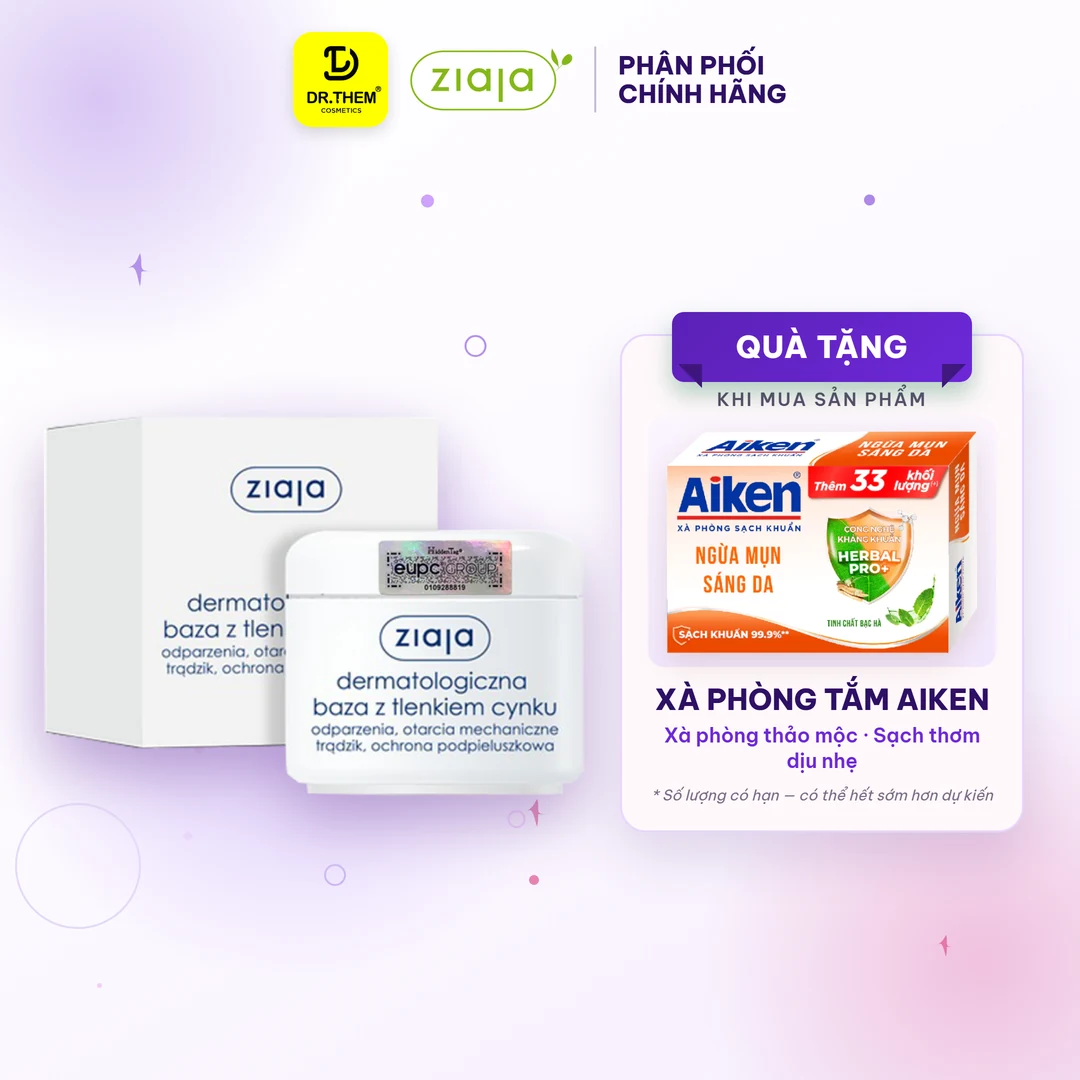 Kem Kẽm Oxit Ziaja Dermatological Base With Zinc Oxide Tạo Màng Bảo Vệ Làm Dịu Da Kích Ứng 80g