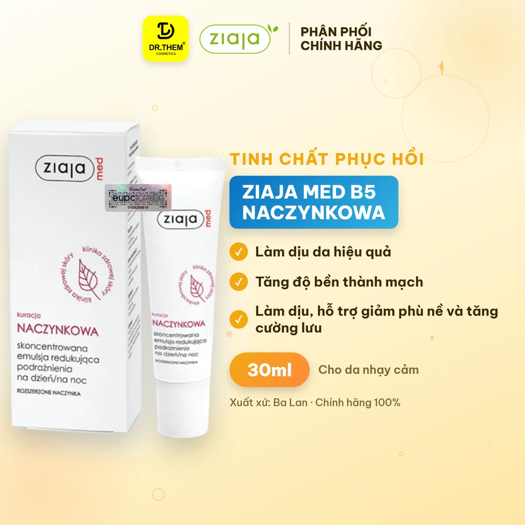 Tinh Chất Ziaja Med Kuracja Naczynkowa B5 Hỗ Trợ Phục Hồi Làm Dịu Da Giảm Kích Ứng Mẩn Đỏ Cho Da Nhạy Cảm 30ml