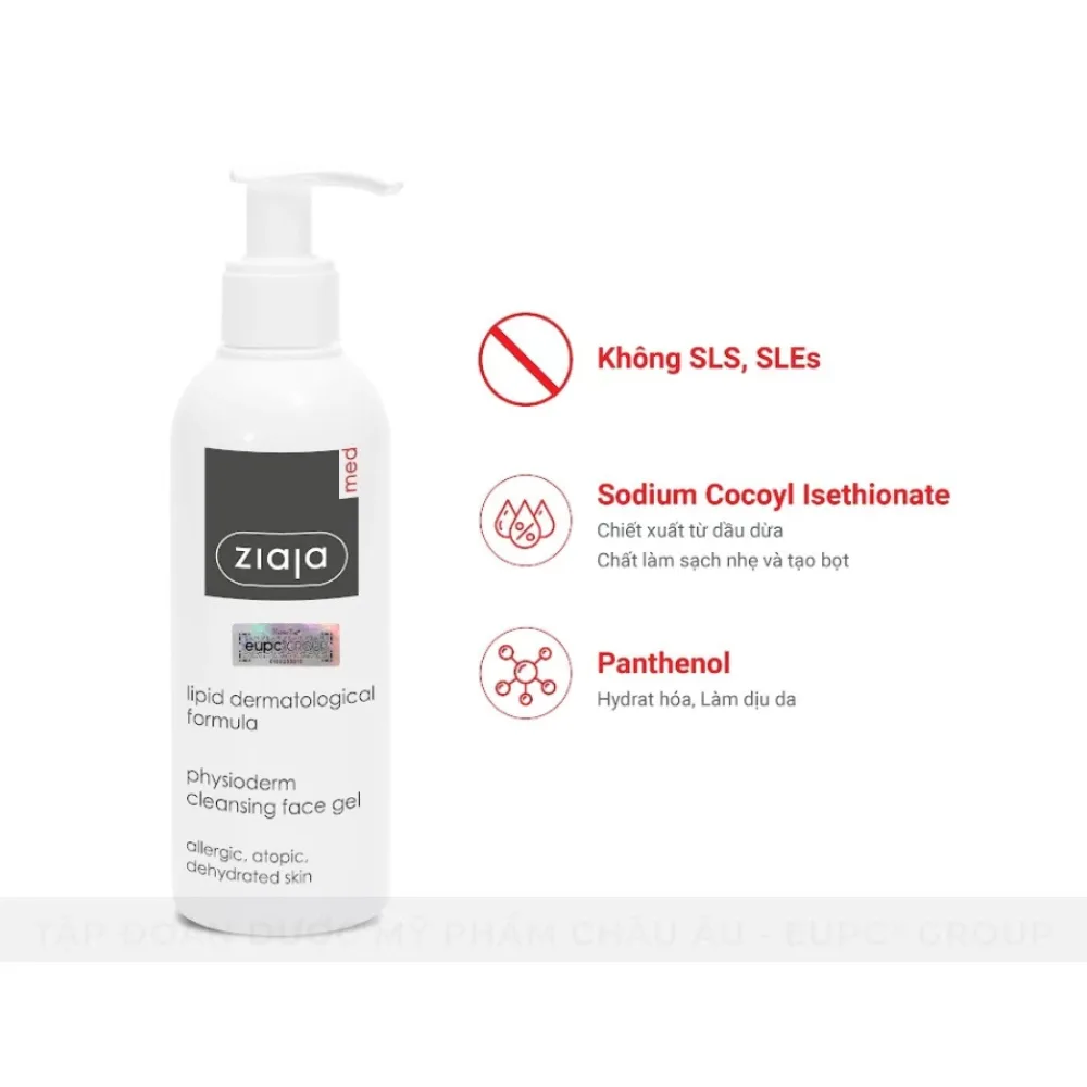 Gel Rửa Mặt Ziaja Med Lipid Physioderm Cleansing Face Gel Làm Sạch Sinh Lý Dịu Nhẹ Cho Da Khô Nhạy Cảm 200ml 6