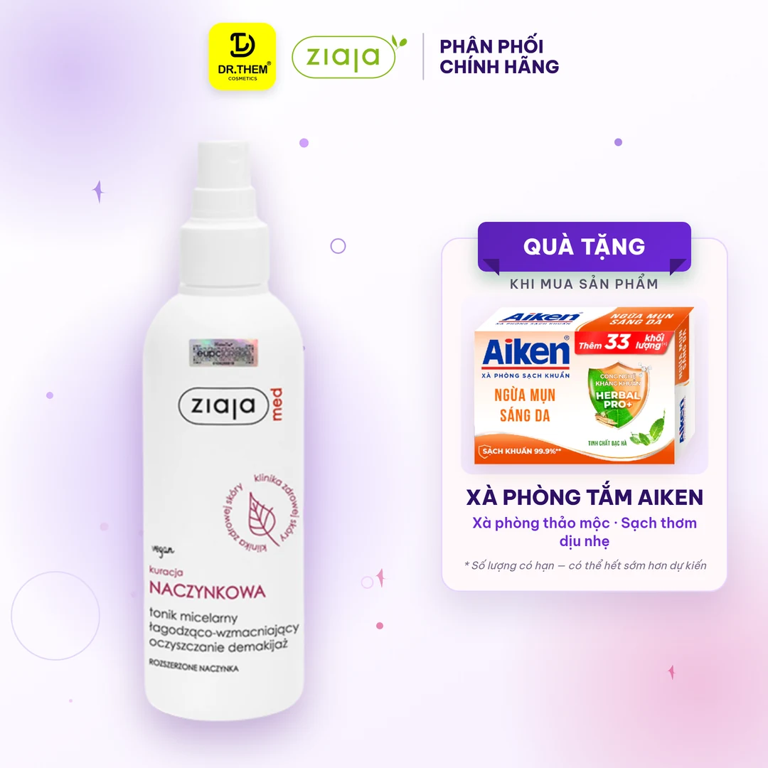 Nước Cân Bằng Dạng Xịt Ziaja Med Kuracja Naczynkowa Tonik Micelarny B5 Làm Dịu Da Giảm Mẩn Đỏ Cho Da Nhạy Cảm 200ml