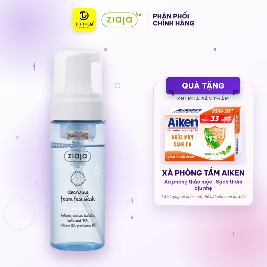 Sữa Rửa Mặt Tạo Bọt Ziaja Cleansing Foam Face Wash Dry Sensitive Skin Dịu Nhẹ Dưỡng Ẩm Làm Mềm Da 150ml