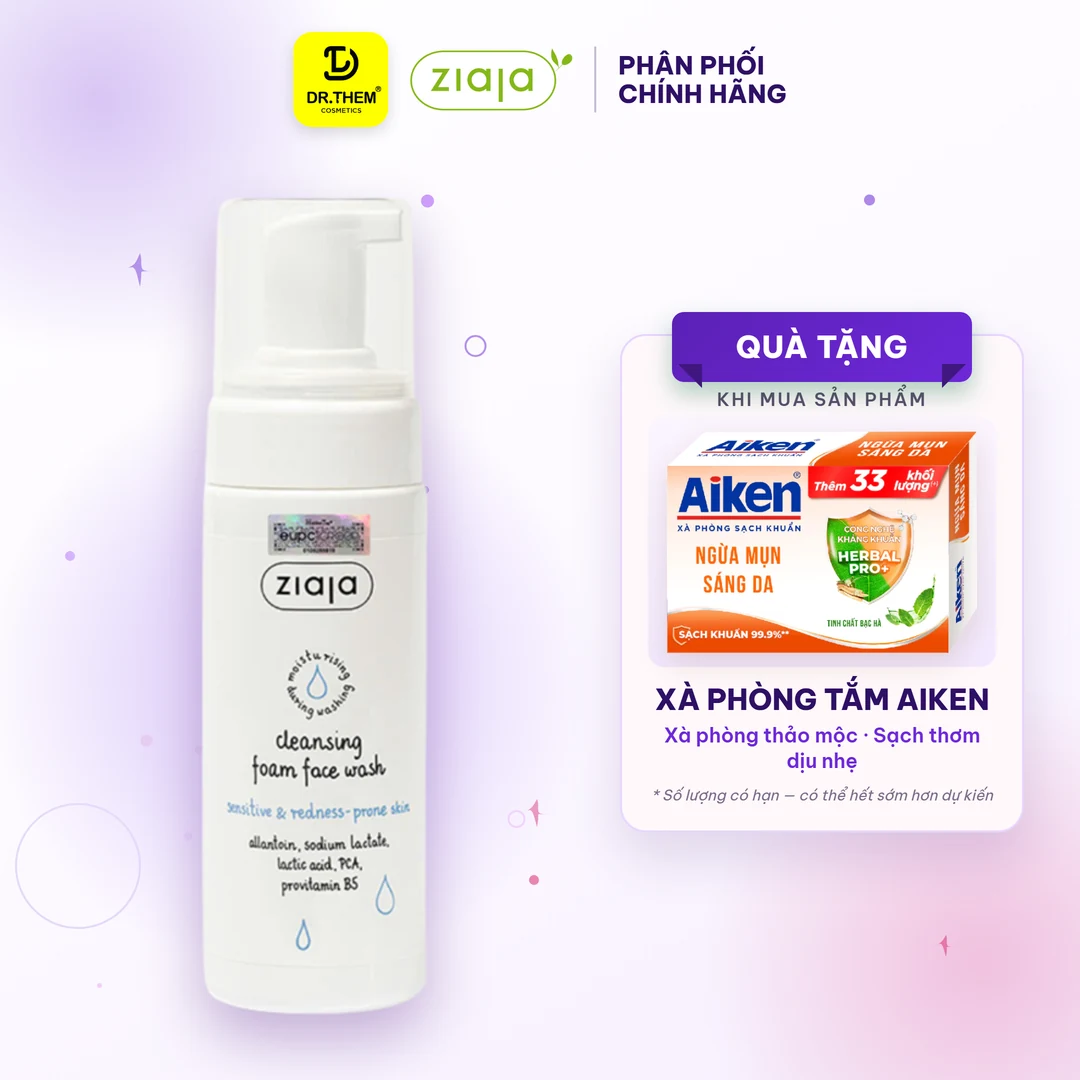 Sữa Rửa Mặt Tạo Bọt Ziaja Cleansing Foam Face Wash Sensitive Redness Prone Skin Dịu Nhẹ Giảm Mẩn Đỏ 150ml