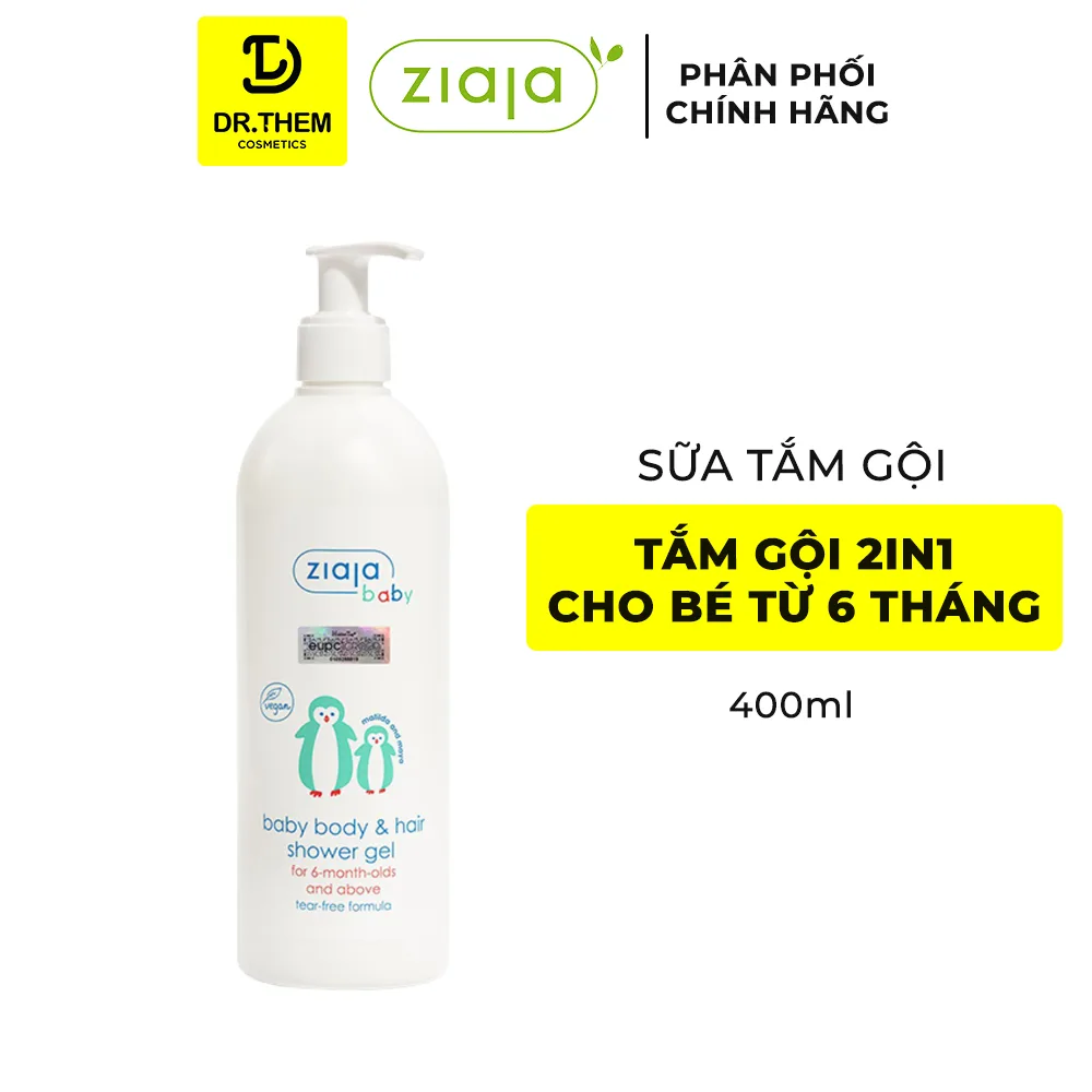Gel Tắm Gội 2in1 Ziaja Baby Body Hair Shower Gel Dịu Nhẹ Dưỡng Ẩm Cho Trẻ Từ 6 Tháng Tuổi 400ml 2