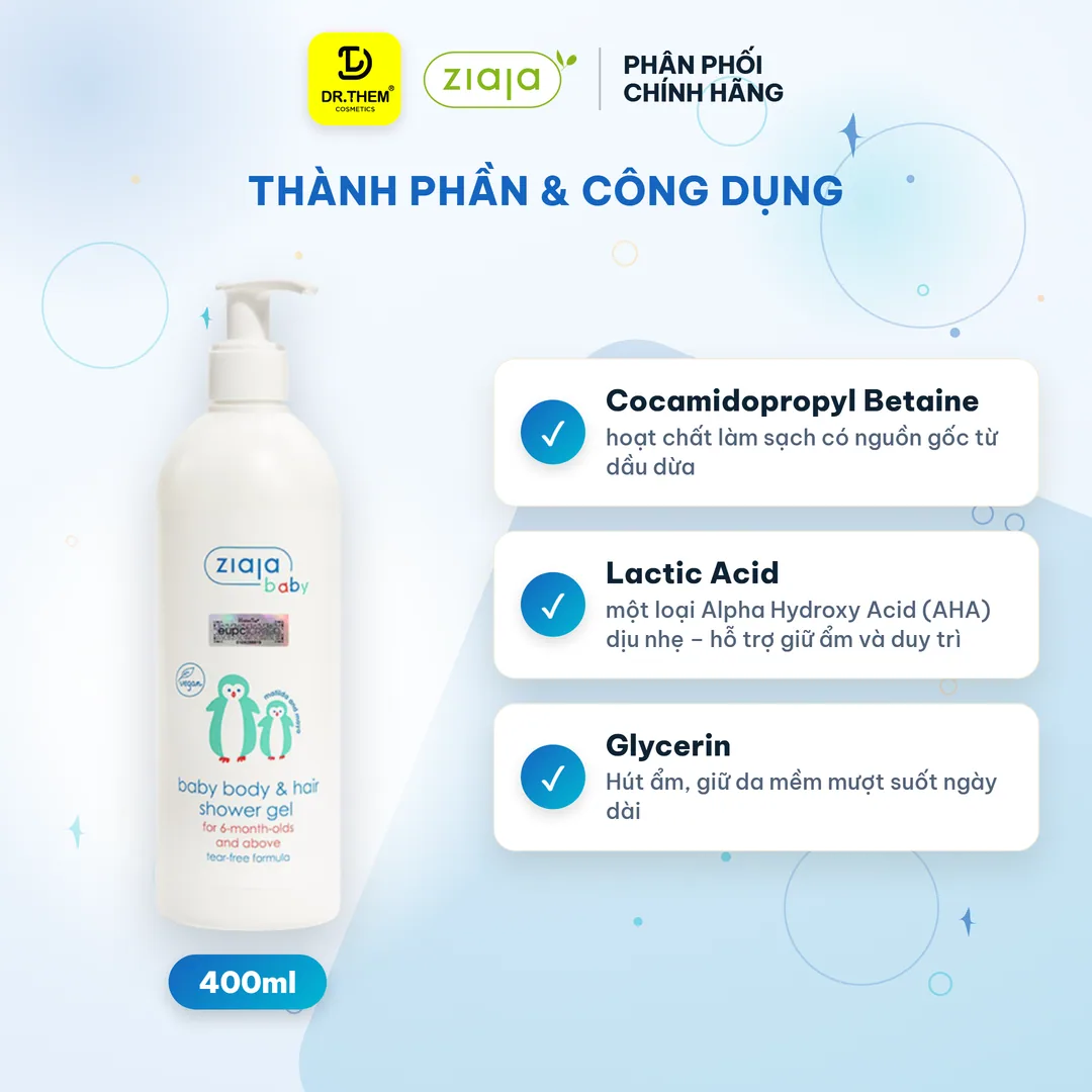 Gel Tắm Gội 2in1 Ziaja Baby Body Hair Shower Gel Dịu Nhẹ Dưỡng Ẩm Cho Trẻ Từ 6 Tháng Tuổi 400ml 5