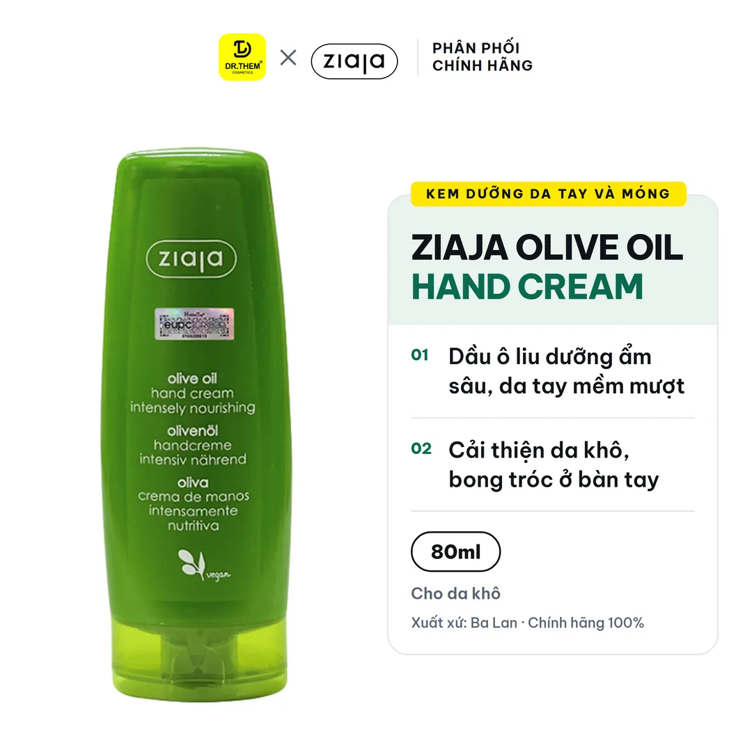 Kem Dưỡng Da Tay Và Móng Ziaja Olive Oil Hand Cream Intensely Nourishing Dưỡng Ẩm Làm Mềm Da 80ml 2