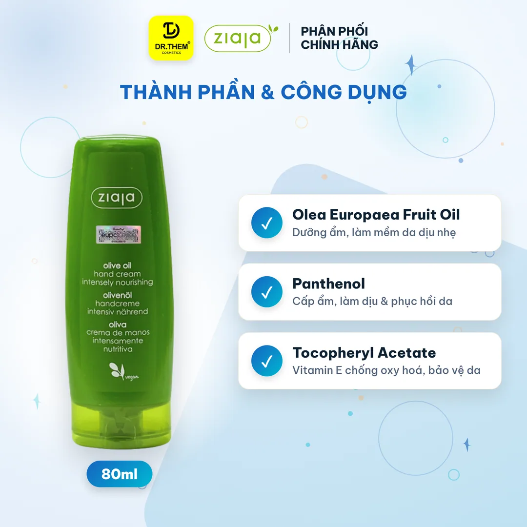 Kem Dưỡng Da Tay Và Móng Ziaja Olive Oil Hand Cream Intensely Nourishing Dưỡng Ẩm Làm Mềm Da 80ml 5