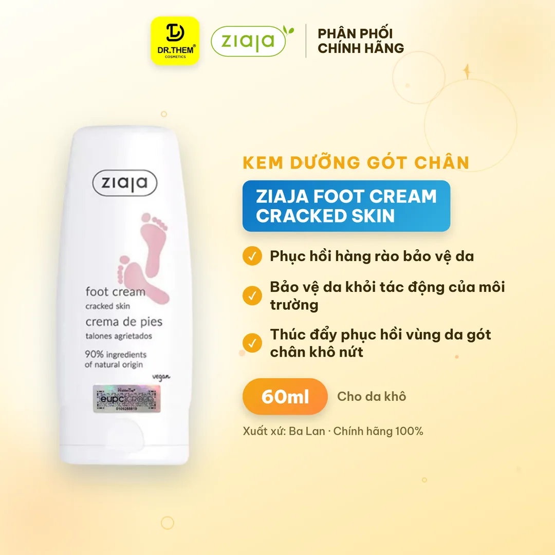 Kem Dưỡng Gót Chân Ziaja Foot Cream Cracked Skin Dưỡng Ẩm Làm Mềm Hỗ Trợ Cải Thiện Da Nứt Nẻ 60ml