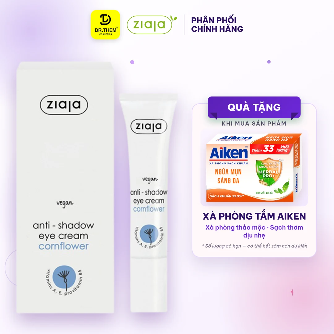Kem Dưỡng Mắt Ziaja Anti-Shadow Eye Cream Hỗ Trợ Giảm Quầng Thâm Dưỡng Ẩm Vùng Da Quanh Mắt 15ml
