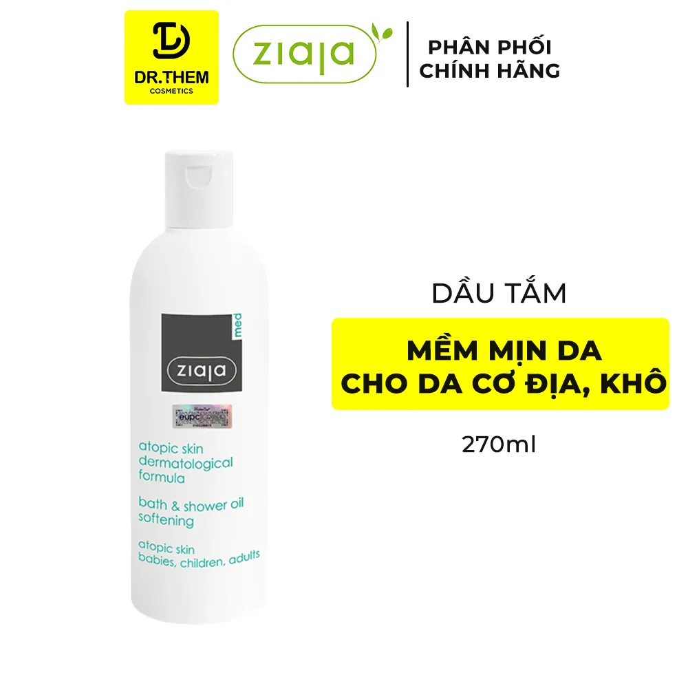 Dầu Tắm Ziaja Med Atopic Skin Bath Shower Oil Softening Dưỡng Ẩm Làm Mềm Mịn Da Cho Da Khô Nhạy Cảm 270ml 2