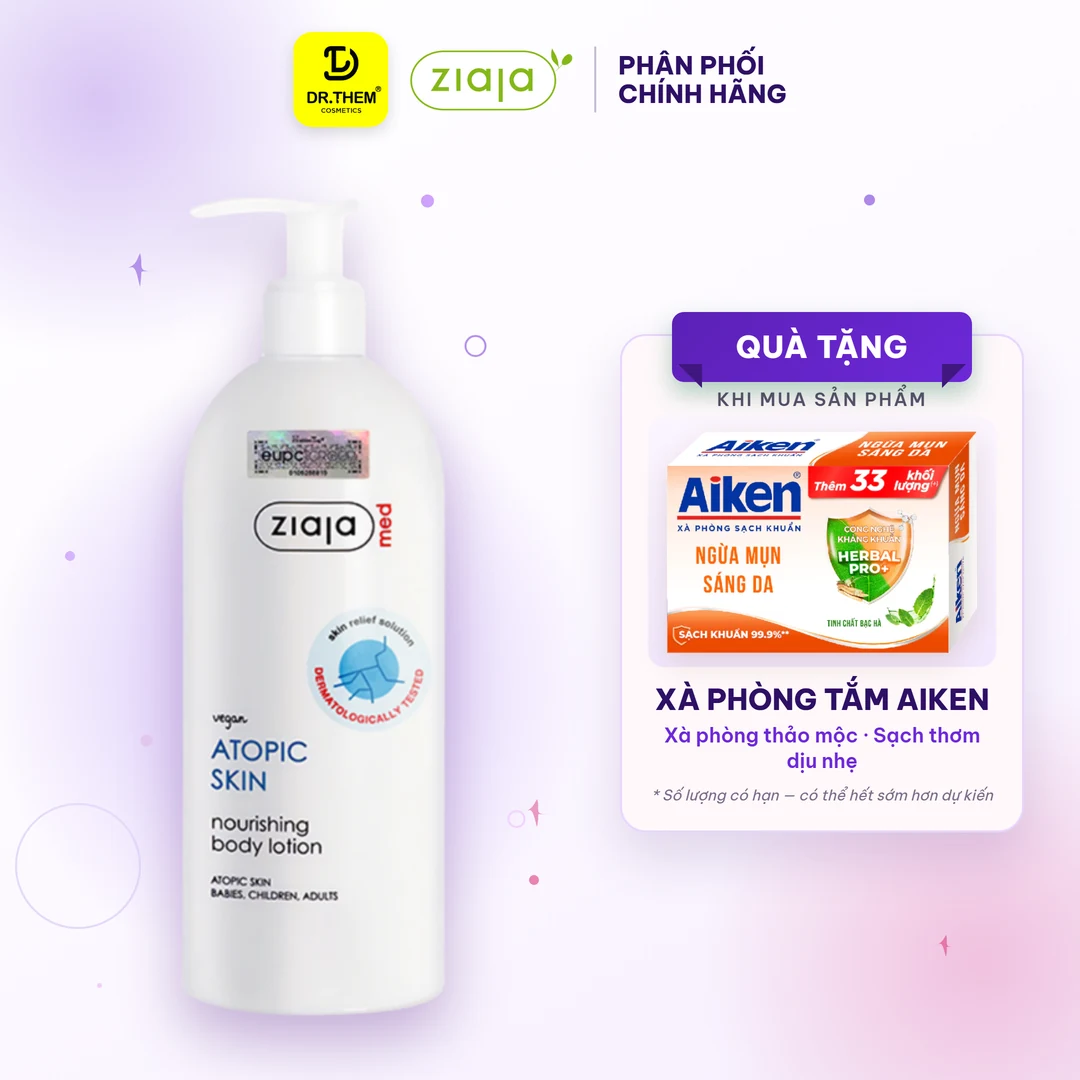 Nhũ Tương Dưỡng Thể Ziaja Med Atopic Skin Body Lotion Nourishing 1% Urê Mượt Da Dưỡng Ẩm Cho Da Khô 400ml