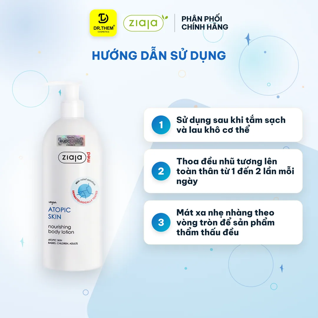 Nhũ Tương Dưỡng Thể Ziaja Med Atopic Skin Body Lotion Nourishing 1% Urê Mượt Da Dưỡng Ẩm Cho Da Khô 400ml 5