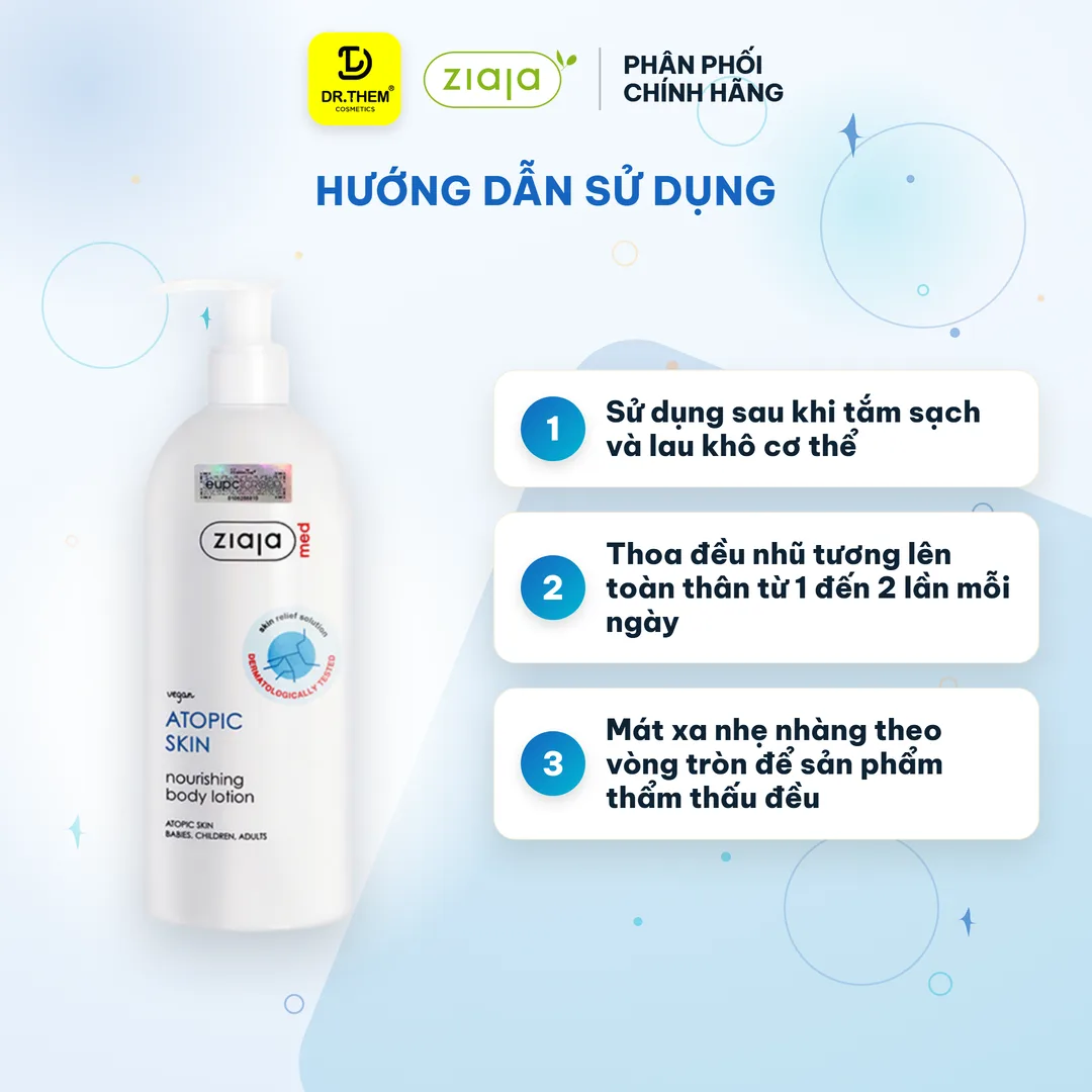 Combo 2 Nhũ Tương Dưỡng Thể Ziaja Med Atopic Skin 1% Urê Mượt Da Dưỡng Ẩm 400ml - Tặng Sáp Dưỡng Vaseline 4