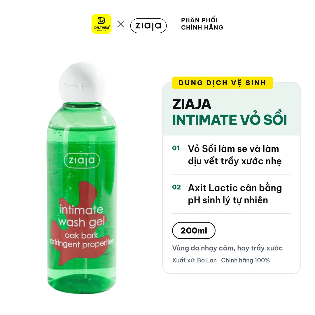 Dung Dịch Vệ Sinh Phụ Nữ Ziaja Intimate Vỏ Sồi Làm Se Dịu Cân Bằng pH 200ml 2