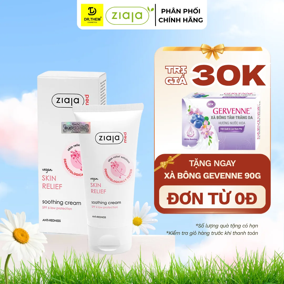 Kem Dưỡng Ziaja Med Skin Relief Soothing Cream Anti-Redness Làm Dịu Da Hỗ Trợ Giảm Mẩn Đỏ Cho Da Nhạy Cảm 50ml