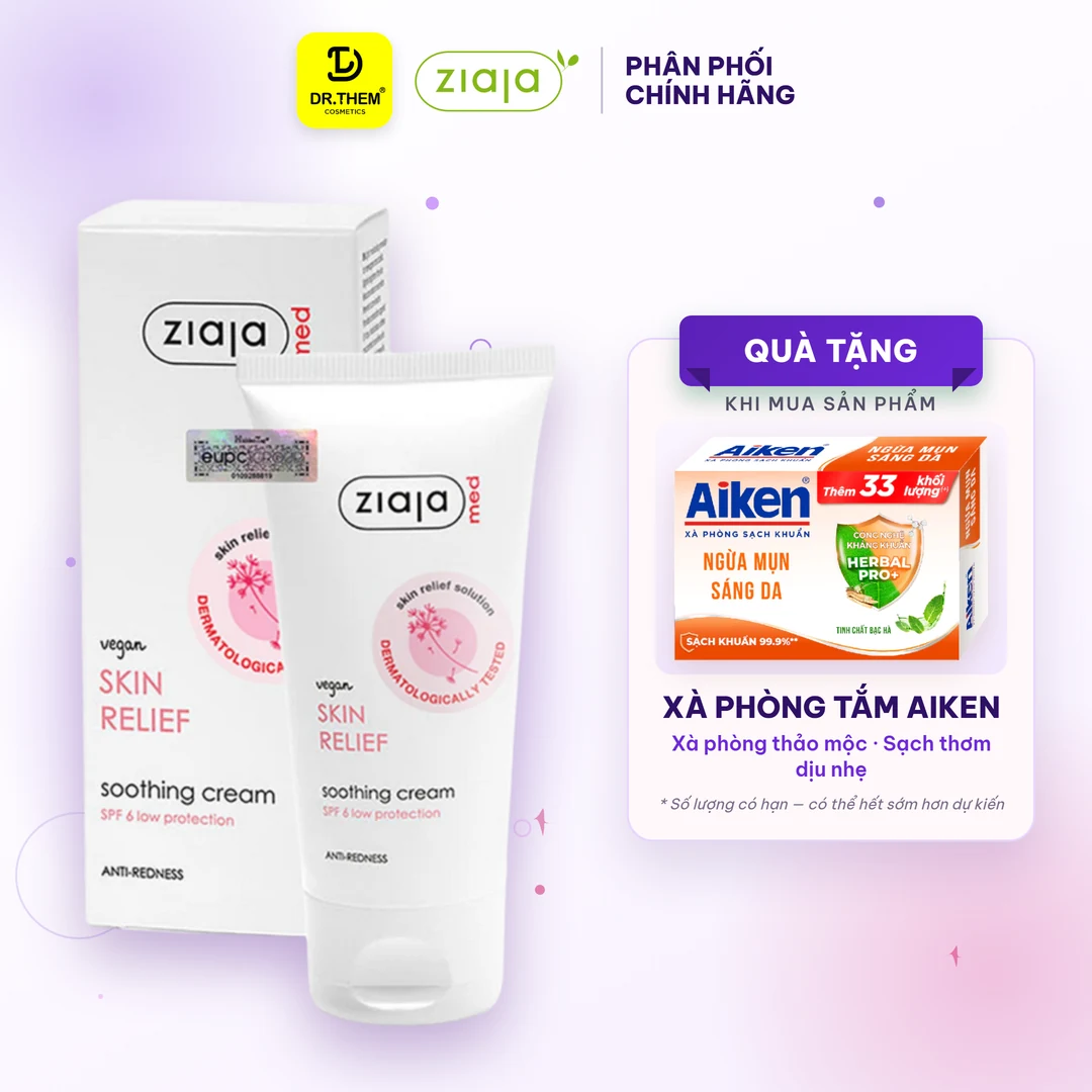 Kem Dưỡng Ziaja Med Skin Relief Soothing Cream Anti-Redness Làm Dịu Da Hỗ Trợ Giảm Mẩn Đỏ Cho Da Nhạy Cảm 50ml