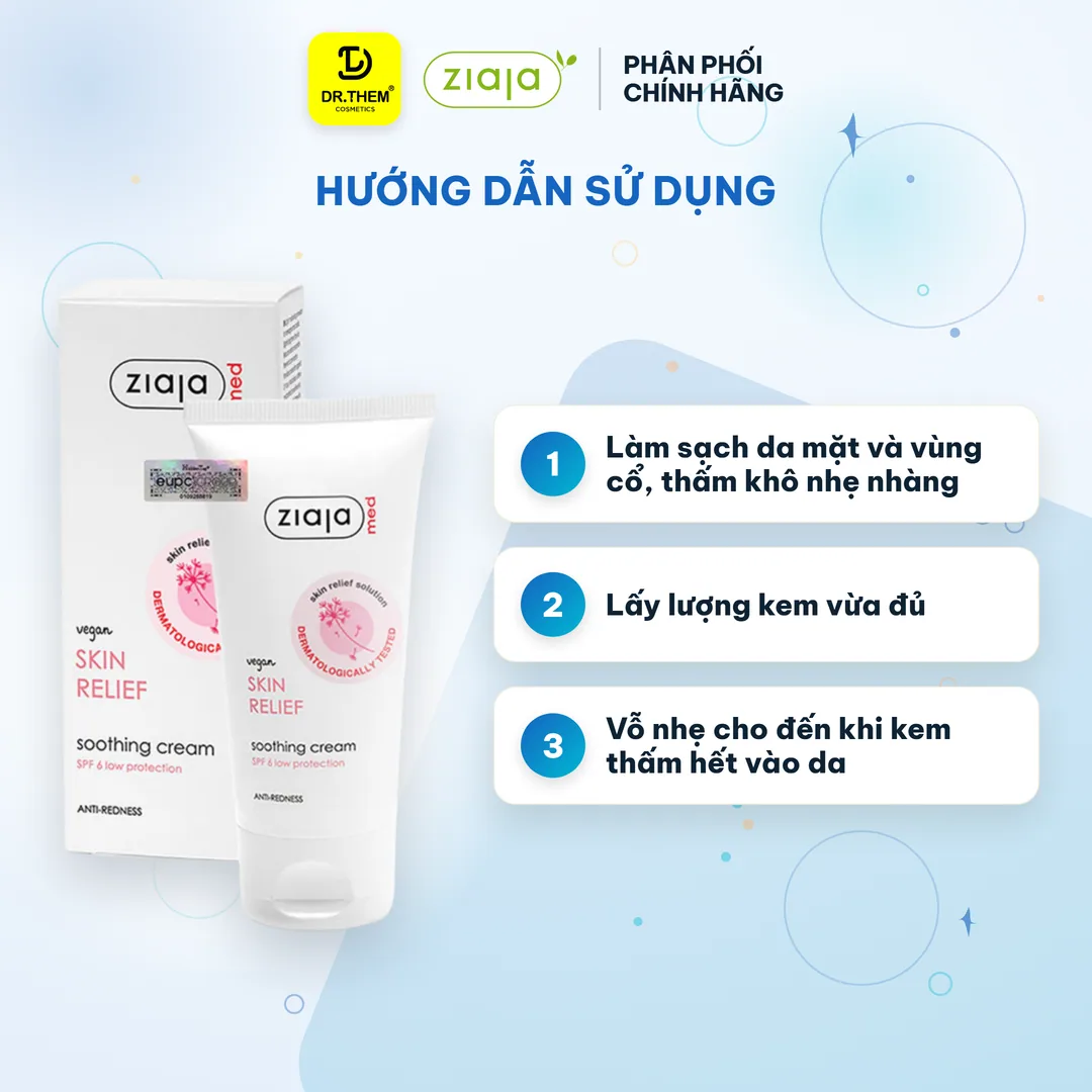 Kem Dưỡng Ziaja Med Skin Relief Soothing Cream Anti-Redness Làm Dịu Da Hỗ Trợ Giảm Mẩn Đỏ Cho Da Nhạy Cảm 50ml 4