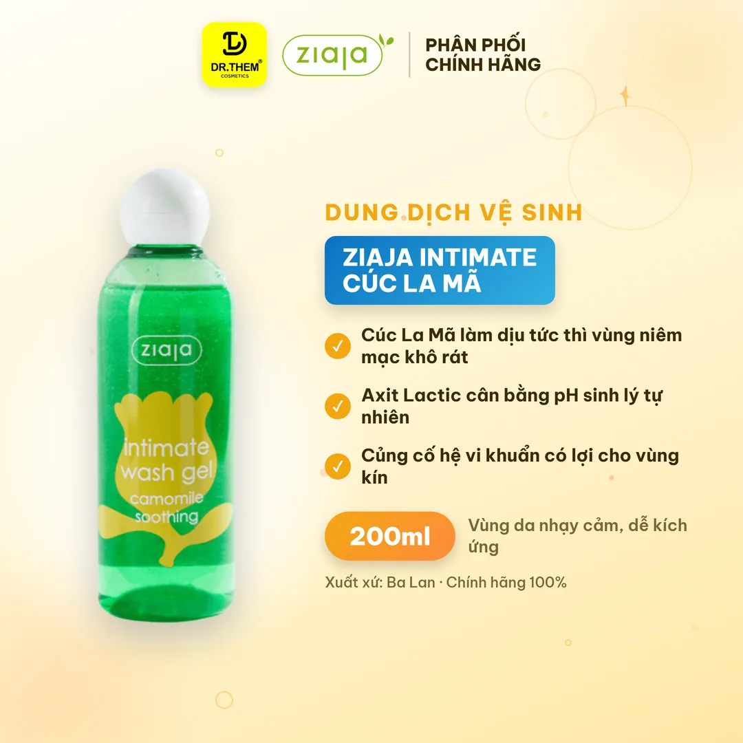 Dung Dịch Vệ Sinh Phụ Nữ Ziaja Intimate Cúc La Mã Dịu Nhẹ Giảm Kích Ứng 200ml