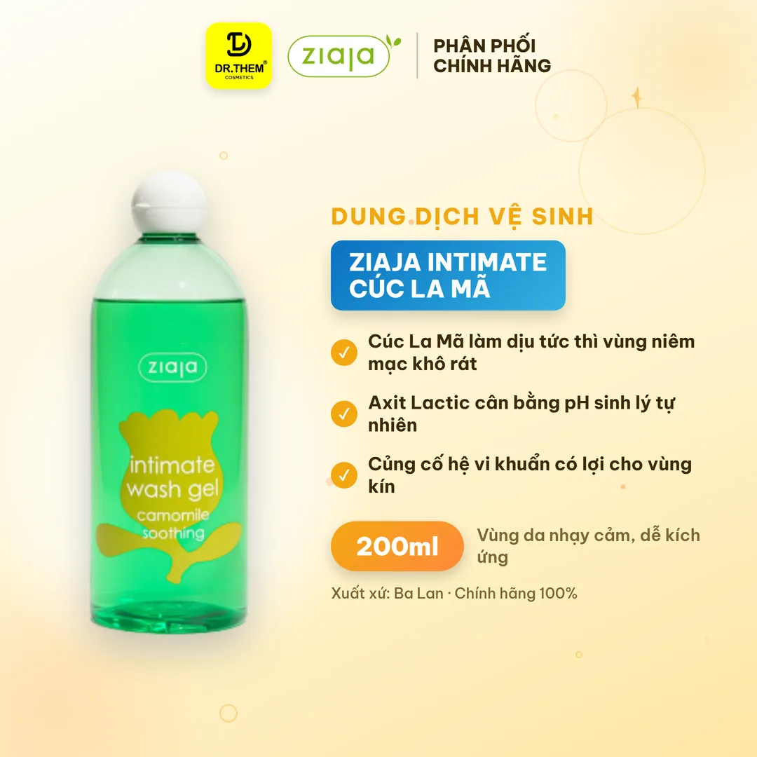 Dung Dịch Vệ Sinh Phụ Nữ Ziaja Intimate Cúc La Mã Dịu Nhẹ Giảm Kích Ứng 200ml