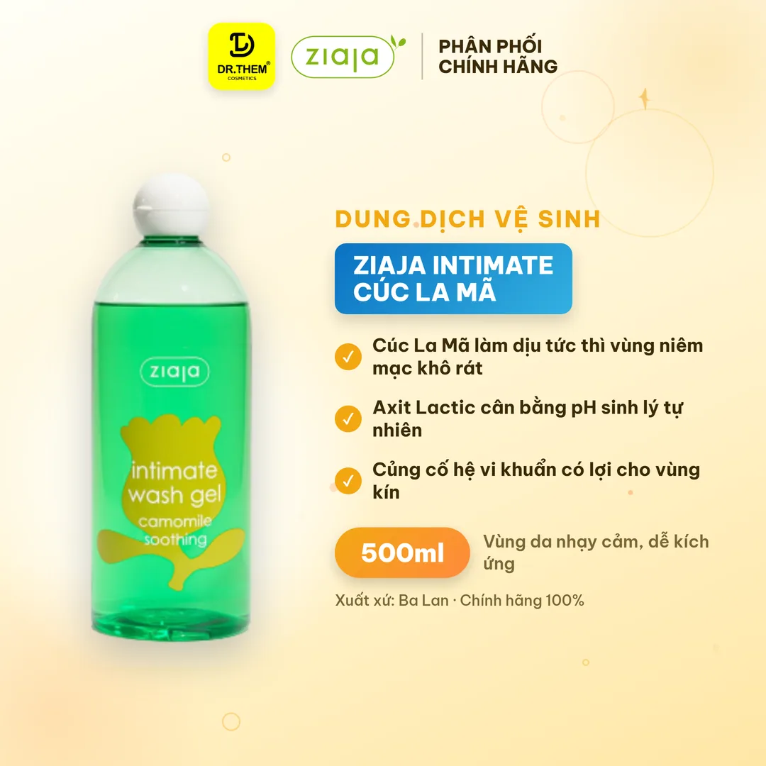 Dung Dịch Vệ Sinh Phụ Nữ Ziaja Intimate Cúc La Mã Dịu Nhẹ Giảm Kích Ứng 500ml