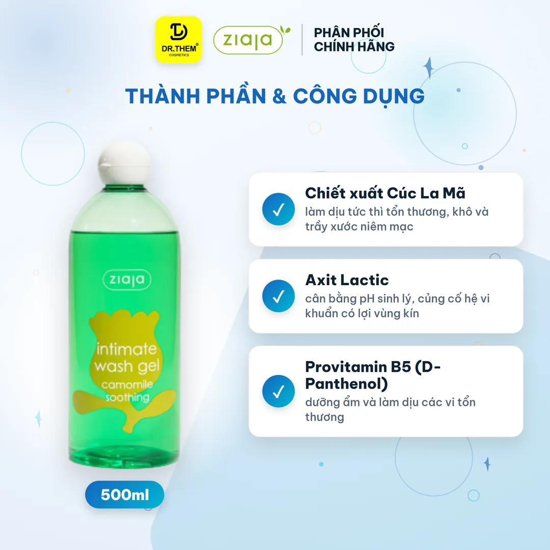 Dung Dịch Vệ Sinh Phụ Nữ Ziaja Intimate Cúc La Mã Dịu Nhẹ Giảm Kích Ứng 500ml 2