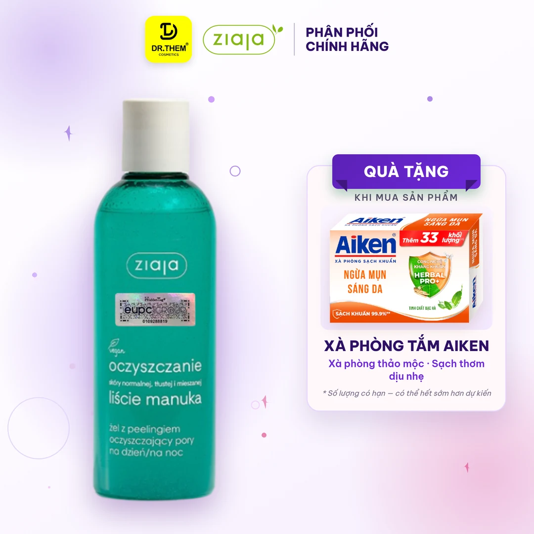 Gel Rửa Mặt Sạch Sâu, Điều Hòa Tuyến Bã Nhờn Ziaja Manuka Tree Purifying Normalising Cleansing Gel 200ml